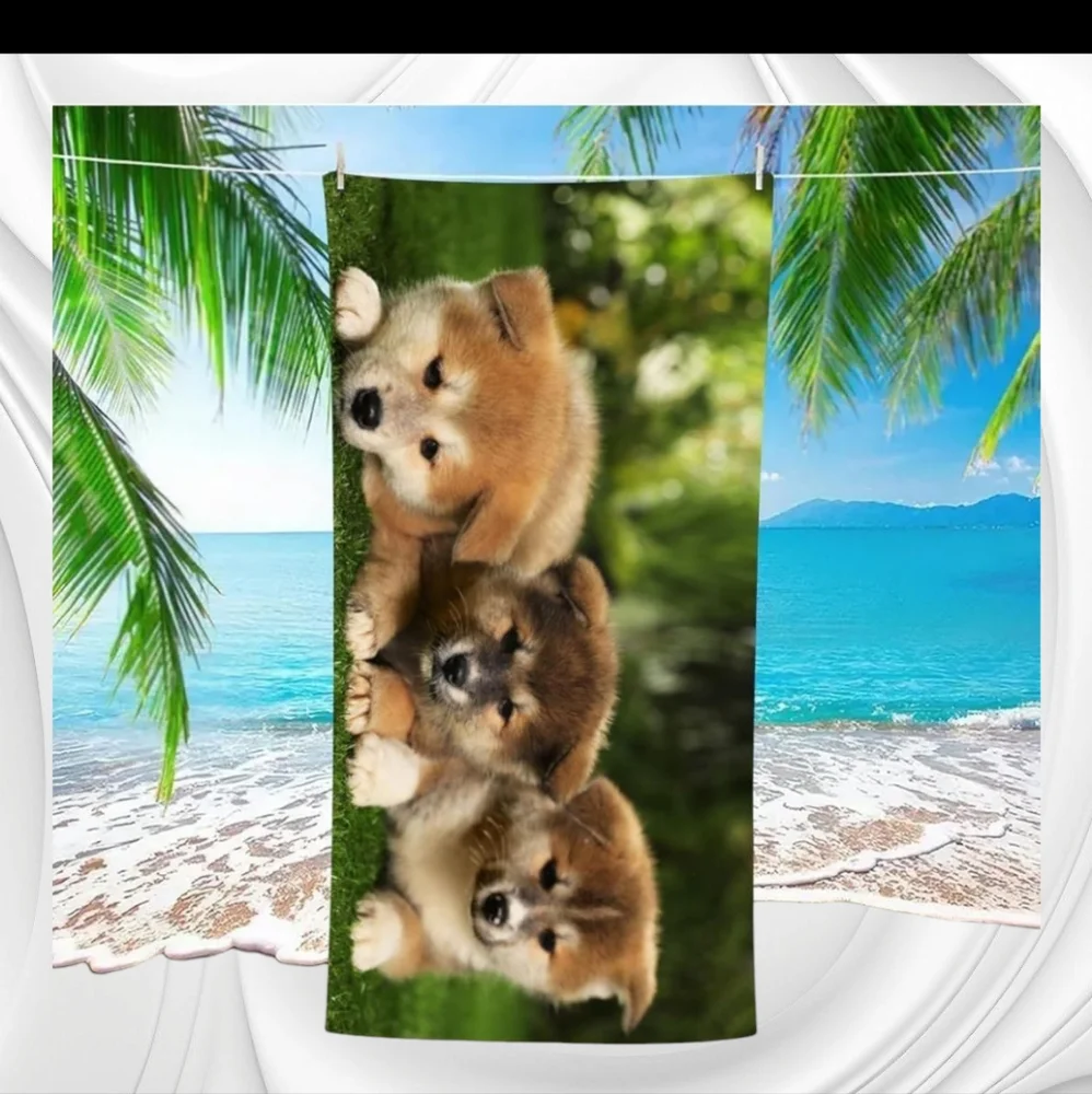 👣4/$20. Akita Puppies Beach Pool Towel. 55